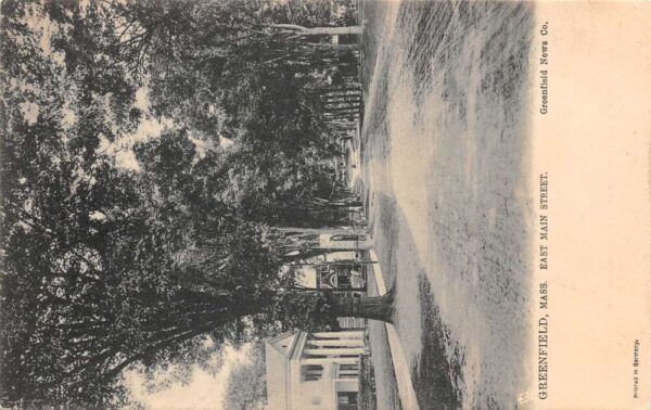 Greenfield Massachusetts East Main Street B/W Lithograph Vintage Postcard U3463