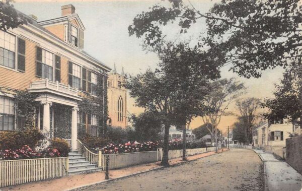 Nantucket Massachusetts Centre Street, Residential Color Lithograph PC U3464