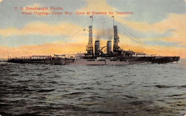 New York New York U.S. Dreadnaught "Florida" Crew At Quarters For Inspection PC U3475