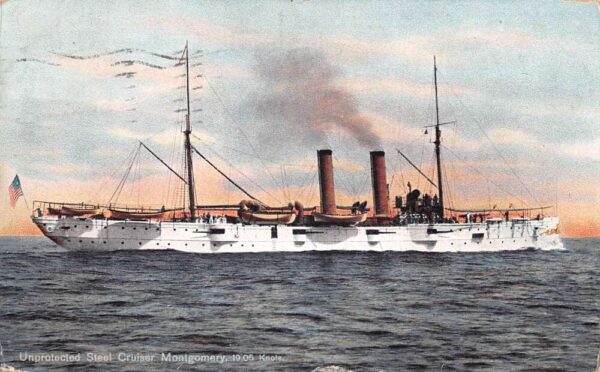 New York New York Unprotected Steel Cruiser " Montgomery" Vintage PC U3485