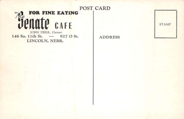 Lincoln Nebraska The Senate Cafe Exterior, B/W Photo Vintage Postcard U3494 - Image 2