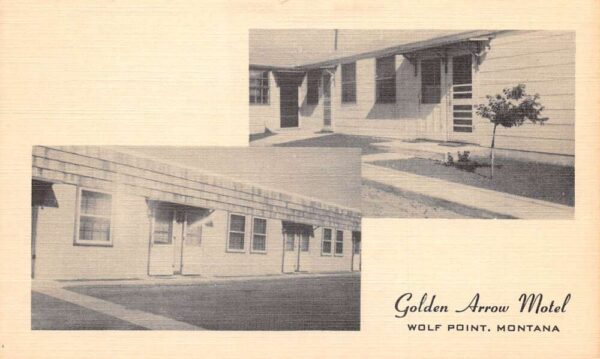 Wolf Point Montana Golden Arrow Motel Exterior, B/W Linen Vintage Postcard U3498