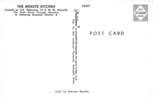 Missoula Montana The Minute Kitchen Exterior, Photochrome Vintage Postcard U3501 - Image 2