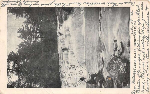 Henryville Pennsylvania Fishing In Paradise Falls B/W Photo Lithograph PC U3516