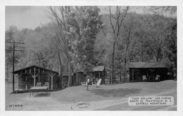 Prattsville New York Cozy Hollow Log Cabins Exterior, B/W Photo PC U3543
