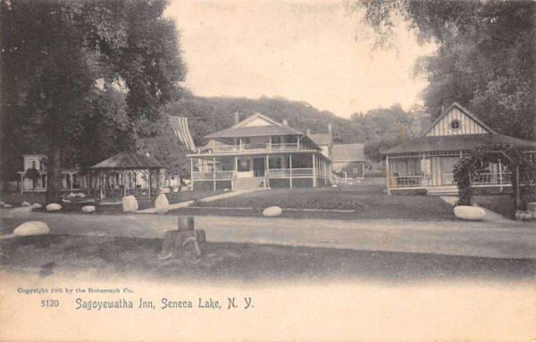 Seneca Lake New York Sagoyewatha Inn Exterior, Sepia Tone Lithograph PC U3553