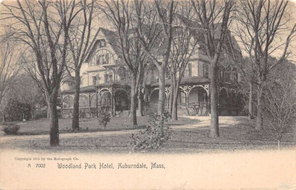 Auburndale Massachusetts Woodland Park Hotel Exterior, Lithograph PC U3574
