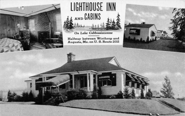 East Winthrop Maine Lighthouse Inn & Cabins Multi-View Photo Vintage PC U3584