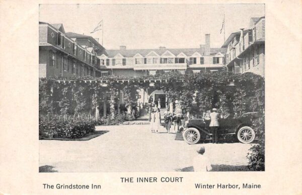 Winter Harbor Maine The Inner Court At The Grindstone Inn Vintage PC U3586