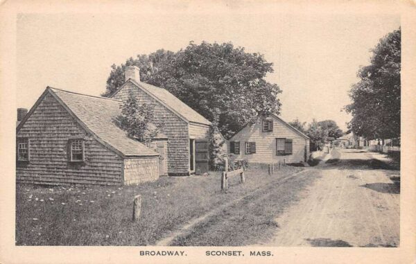 Sconset Massachusetts Broadway, Residences B/W Lithograph Vintage Postcard U3589
