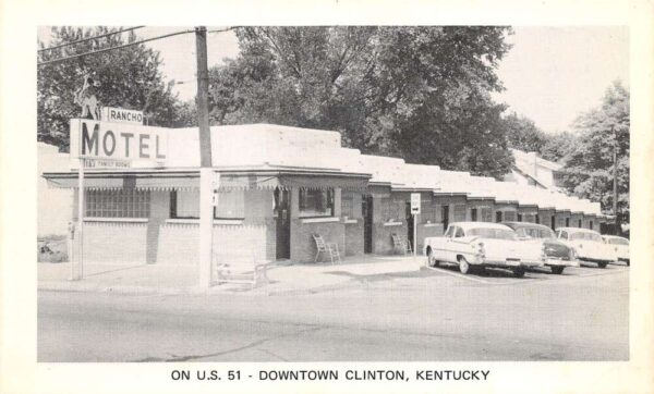 Clinton Kentucky Rancho Motel Exterior, B/W Photo Vintage Postcard U3595