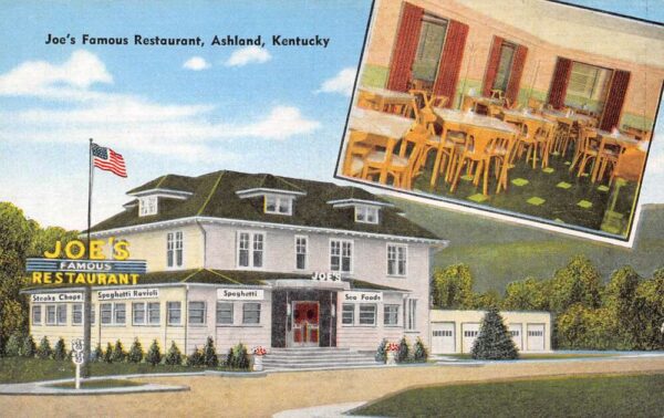 Ashland Kentucky Joe's Famous Restaurant Multi-View Lithograph Vintage PC U3601