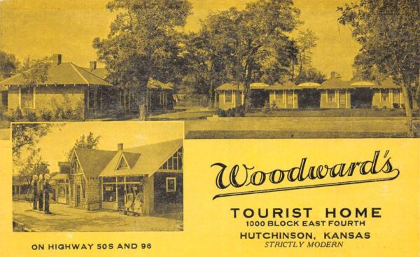 Hutchinson Kansas Woodward's Tourist Home Multi Views & Gas Pumps PC U3605