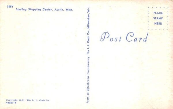 Austin Minnesota Sterling Shopping Center Walgreen Drugs Vintage Postcard U3619 - Image 2