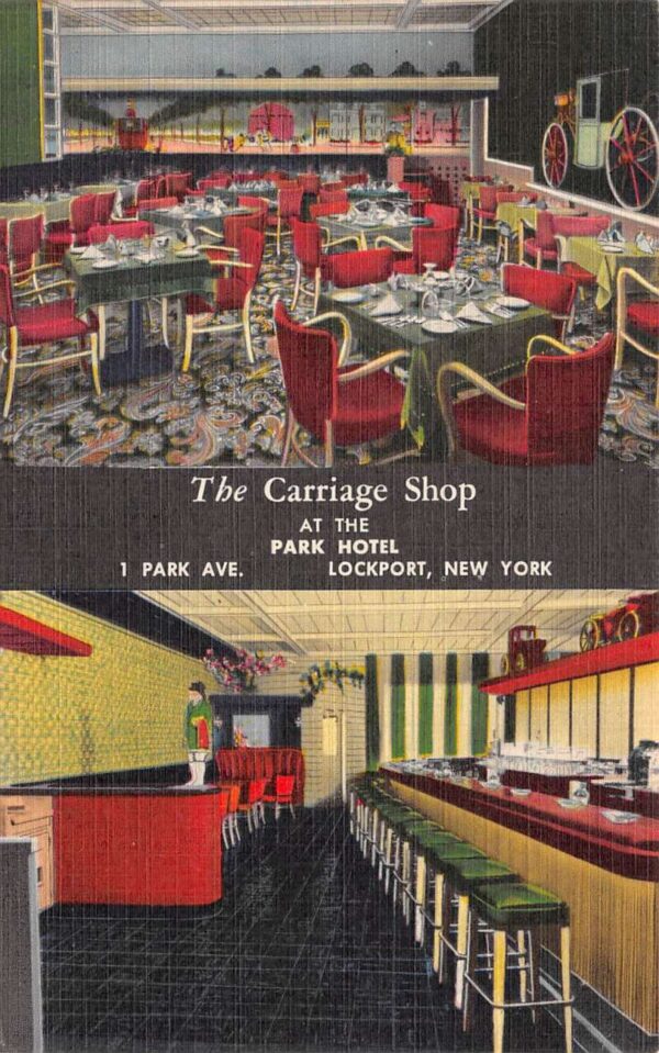Lockport New York The Carriage Shop Restaurant At Park Hotel Vintage PC U3628