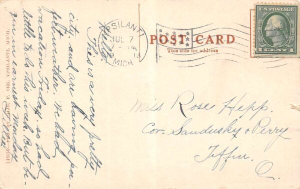 Ypsilanti Michigan Busy Day On Congress Street Hand Colored Lithograph PC U3639 - Image 2