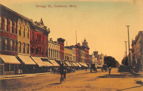 Coldwater Michigan Chicago Street Hardware & Grocery Stores Vintage PC U3644