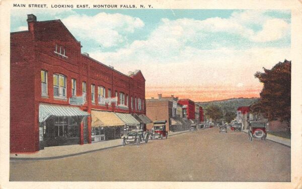 Montour Falls New York Main Street, Looking East Furniture Store PC U3659