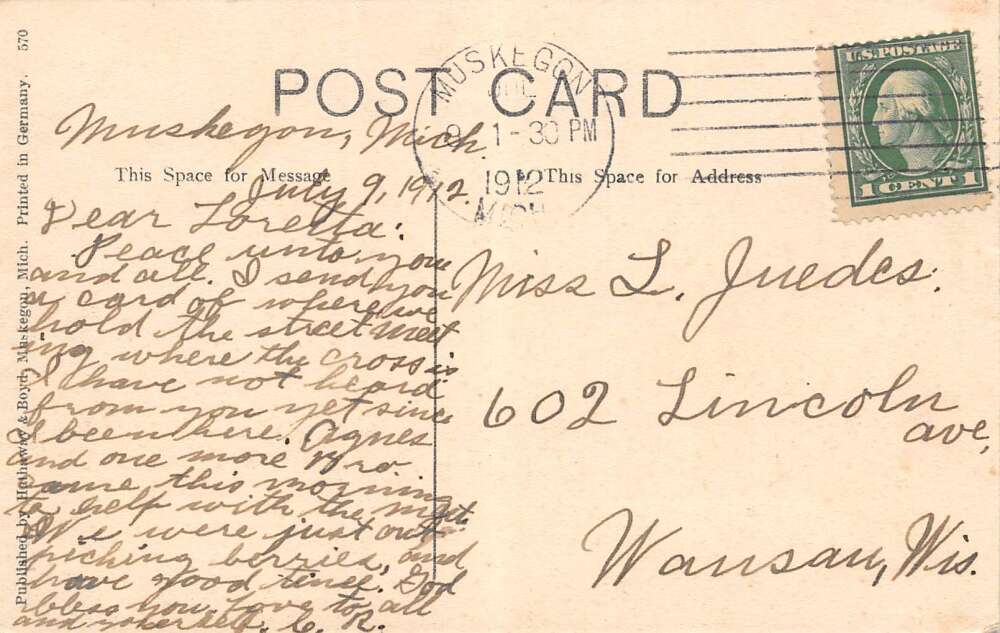 Muskegon Michigan Federal Square Town Population Sign Vintage Postcard U3688 - Image 2