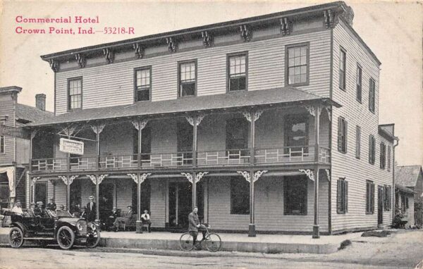 Crown Point Indiana Commercial Hotel Exterior, B/W Photo Lithograph PC U3689