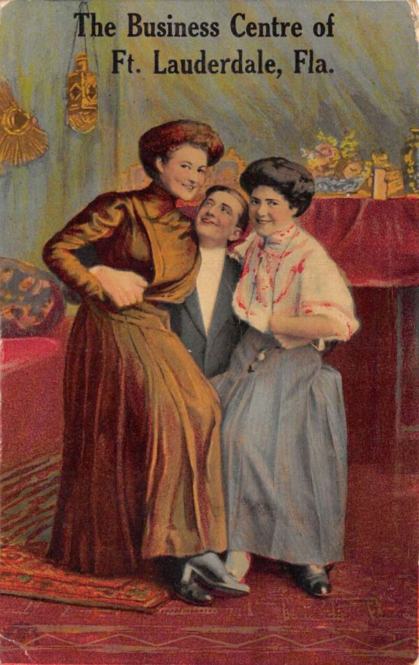 Ft. Lauderdale Florida "The Business Center", Man With 2 Women On Lap PC U3701