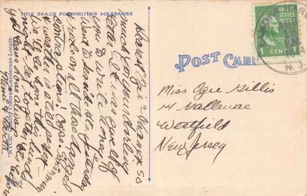 Lanoka Harbor New Jersey " Greetings From Lanoka Harbor" Color Linen PC U3702 - Image 2
