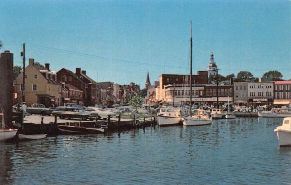 Annapolis Maryland Downtown Annapolis City Dock Scene Color Photochrome PC U3703