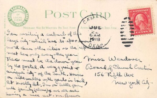 Dover Delaware Loockerman Street Progressive Headquarters Vintage Postcard U3738 - Image 2