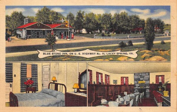 Lacey Spring Virginia Blue Stone Inn Multi-View Linen Vintage Postcard U3743