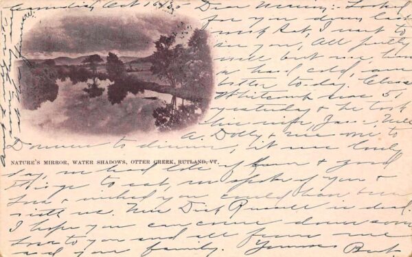 Rutland Vermont Water Shadows At Otter Creek Private Mailing Card PC U3766