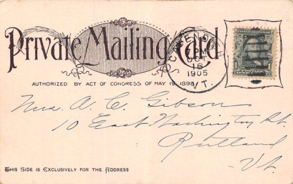 Rutland Vermont Water Shadows At Otter Creek Private Mailing Card PC U3766 - Image 2