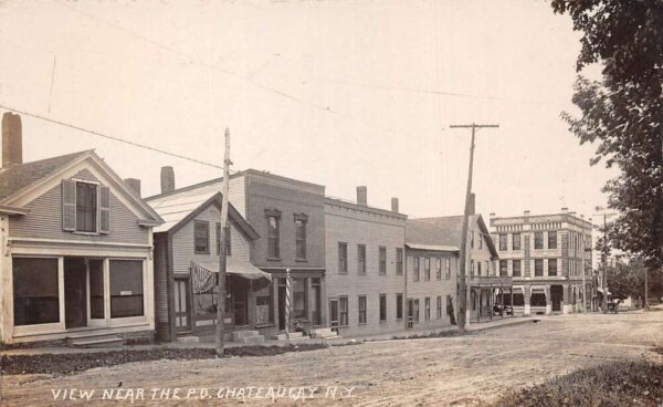 Chateaugay New York Post Office Barber Shop Business St Real Photo PC AA65360