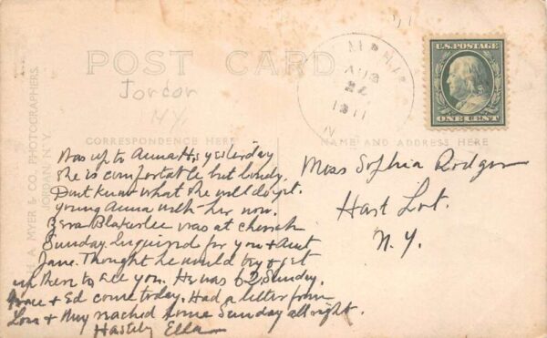 Jordan New York Trolley Station and Village Hall Real Photo Postcard AA65363 - Image 2
