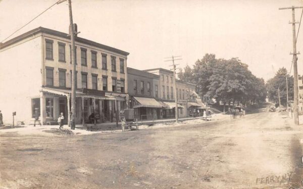 Perry New York Business District Real Photo Vintage Postcard AA65366