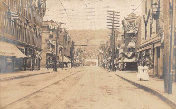Salamanca New York Street Scene Patriotic Real Photo Postcard AA65369