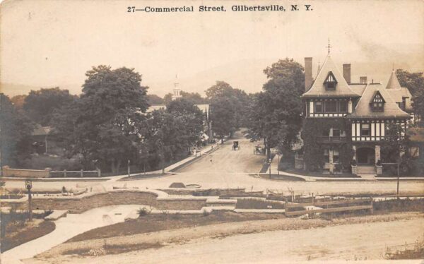 Gilbertsville New York Commercial Street Real Photo Vintage Postcard AA65390