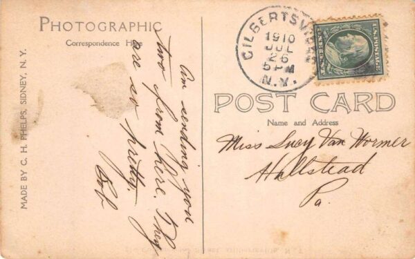 Gilbertsville New York Commercial Street Real Photo Vintage Postcard AA65390 - Image 2