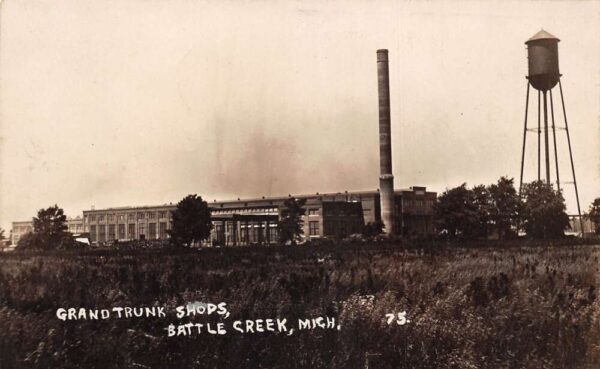 Battle Creek Michigan Grand Trunk Shops Factory Real Photo Postcard AA65391