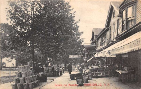 Monticello New York Broadway Bowling Alley and Market Postcard AA65404