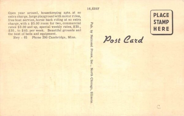 Cambridge Minnesota Oak Grove Motel Multiview Vintage Postcard AA65436 - Image 2