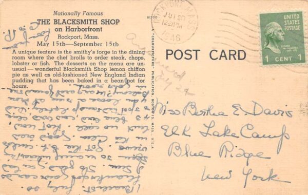 Rockport Massachusetts The Blacksmith Shop Vintage Postcard AA65441 - Image 2