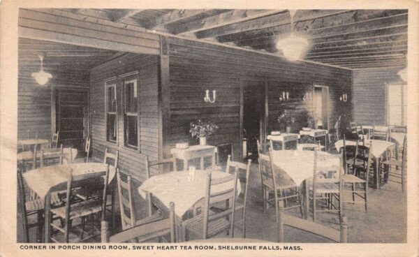 Shelburne Falls Massachusetts Sweet Heart Tea Room Dining Room Postcard AA65453