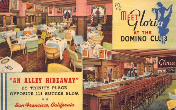 San Francisco California Domino Club Lounge "Meet Gloria" Postcard AA65479
