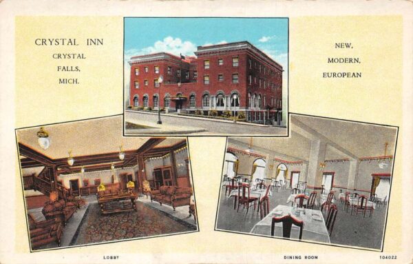 Crystal Falls Michigan Crystal Inn Multiview Vintage Postcard AA65485
