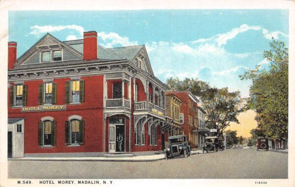 Madalin New York Hotel Morey and Street Scene Vintage Postcard AA65486