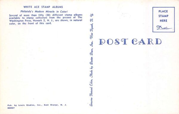 Newark New Jersey Washington Press White Ace Stamp Albums Adv Postcard AA65504 - Image 2