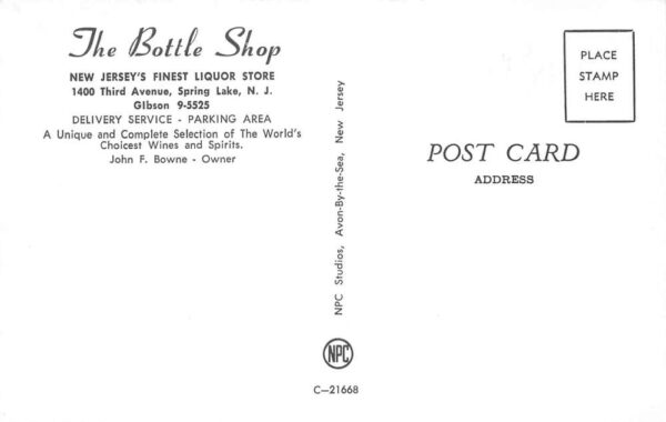 Spring Lake New Jersey The Bottle Shop Liquor Store Vintage Postcard AA65506 - Image 2
