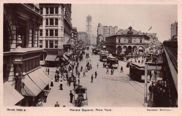 New York City Herald Square Street Scene Real Photo Vintage Postcard AA65510