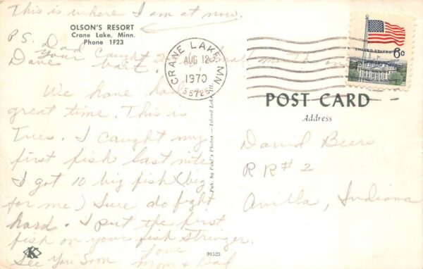 Crane Lake Minnesota Olson's Resort Aerial View Vintage Postcard AA65537 - Image 2