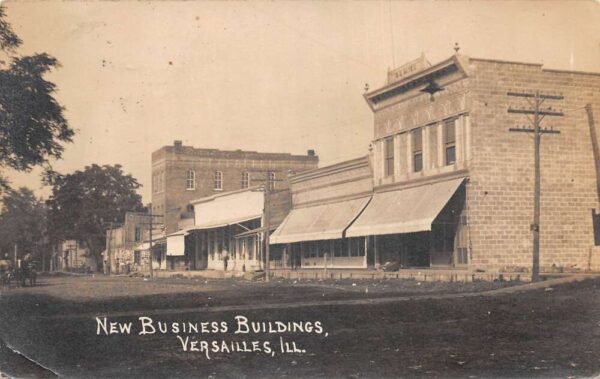 Versailles Illinois New Business Buildings Street Scene Real Photo PC AA65593